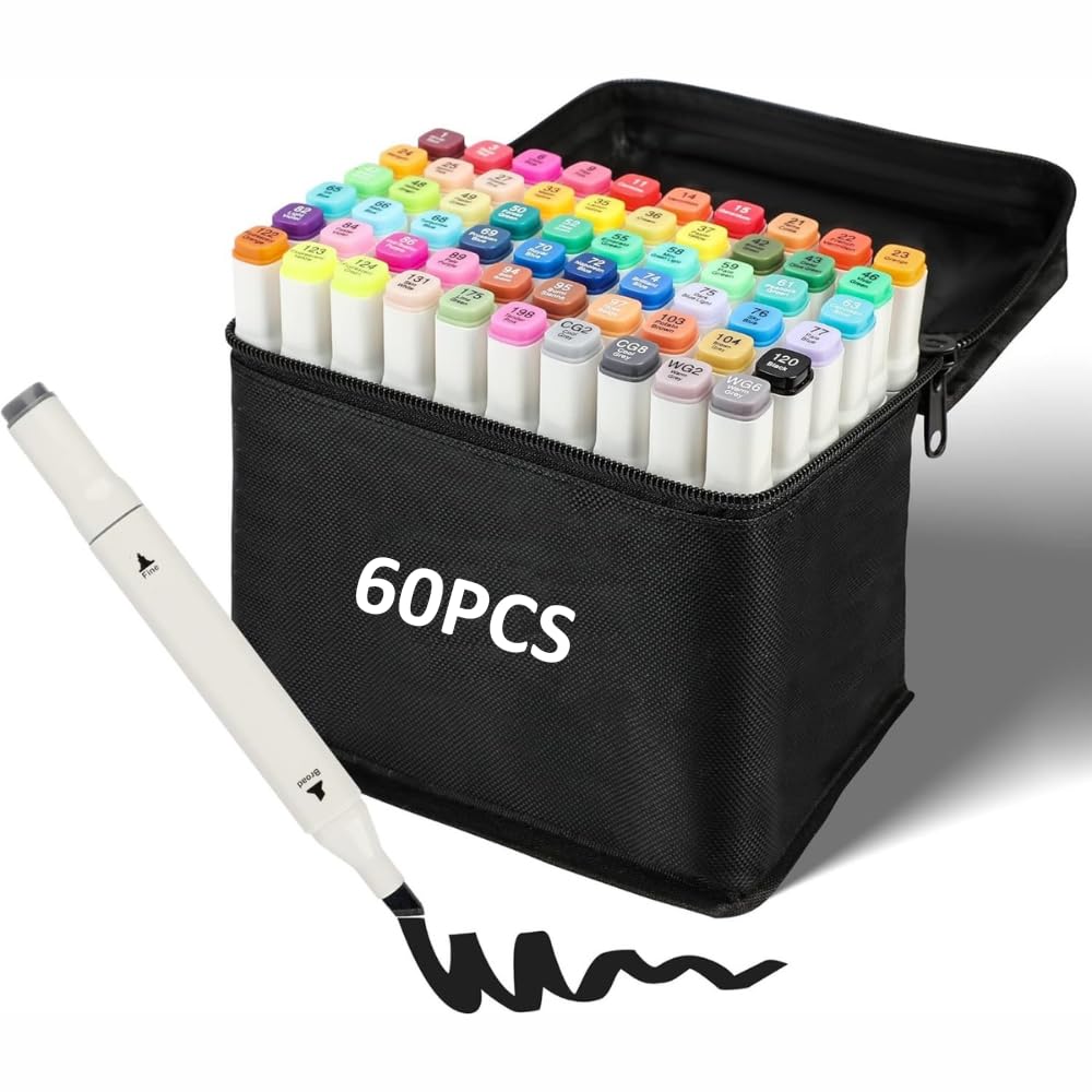Wynhard Alcohol Markers Art Markers Set Drawing Markers Colour Markers Dual Tip Brush Pens&Chisel Alcohol Based Art Markers
