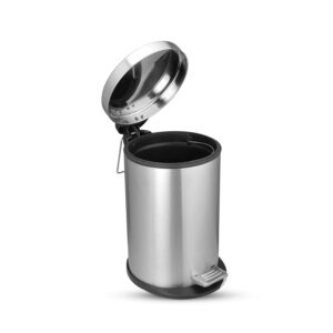 OPR Stainless Steel Plain Pedal Bin With Plastic Bucket And Lid| Trash Can, Round Shape Dustbin For Home, Bathroom, Kitchen, Office, Bedroom (12 Litres)(big...