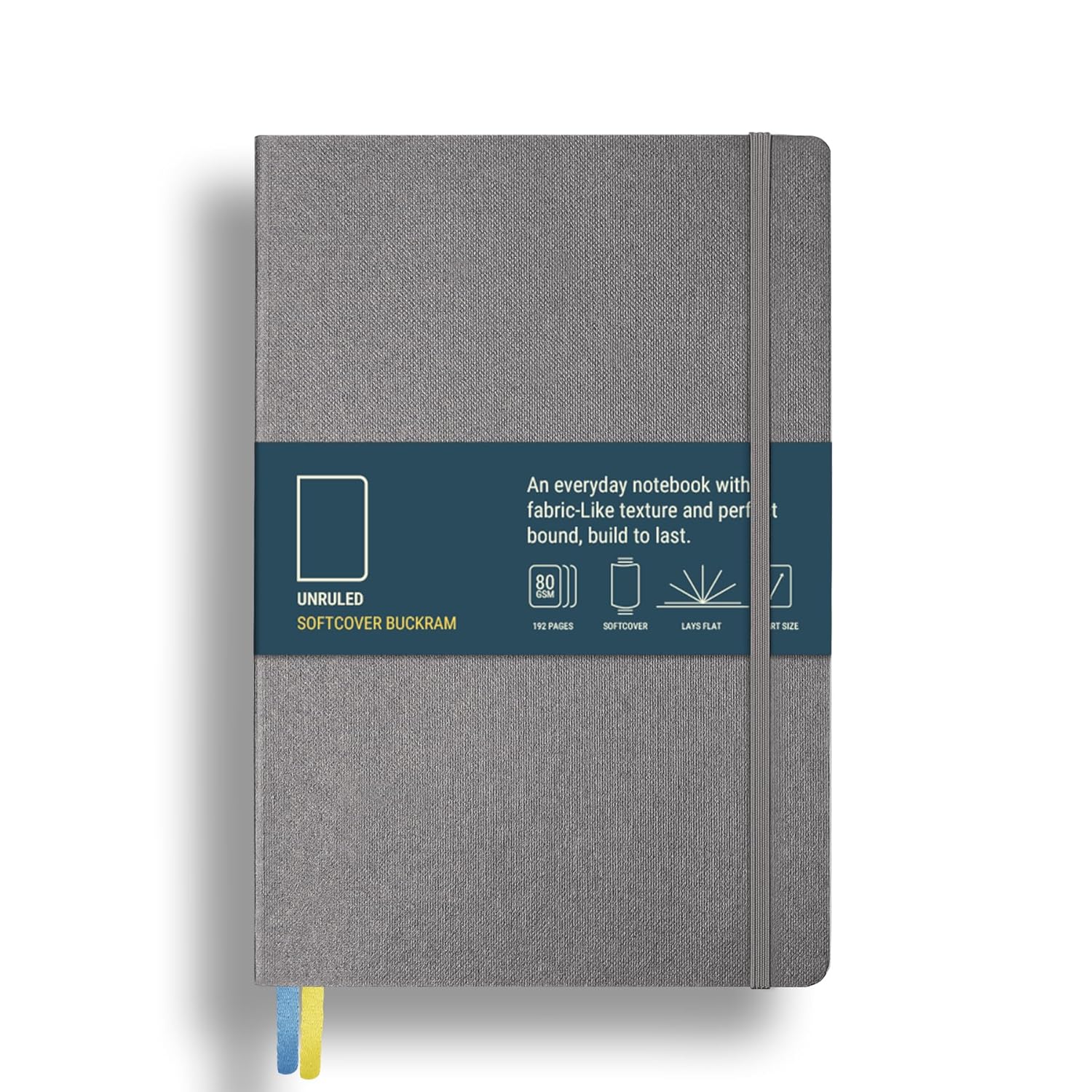 PAPERCOAL SOFTBOUND Notebook with Buckram Soft Cover - Grey - Unruled - Smart Size (200x135 mm) - 192 Pages
